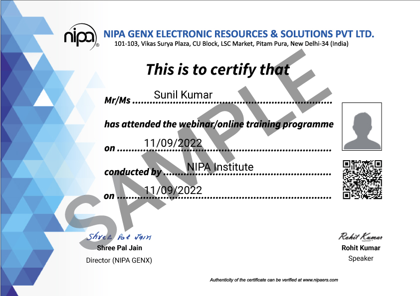 Sample course certificate